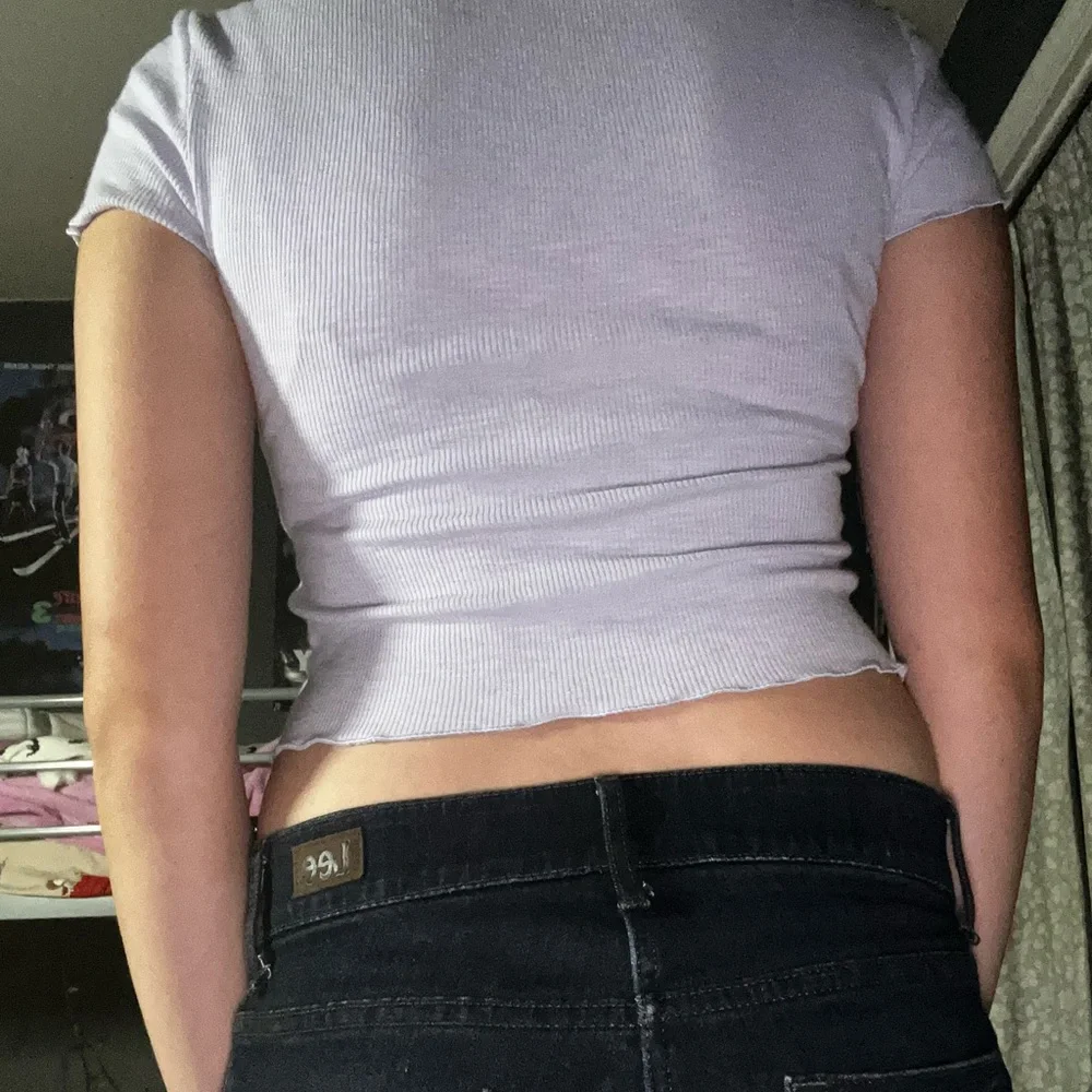 Women's Lilac Button-Up Ribbed Top Lettuce Trim Aeropostale - Picture 2 of 7